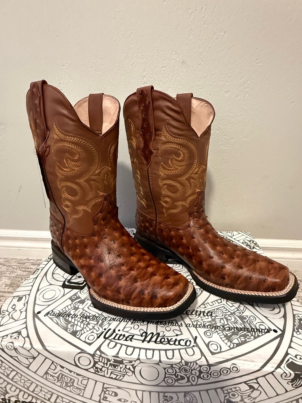 New Calibre 44 Mexican Leather Cowboy Boots – Ostrich Print